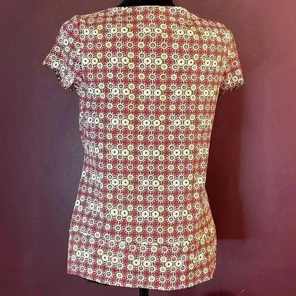 Emma James Women’s Large Short Sleeve Geometric Print Lined Blouse - Picture 4 of 8